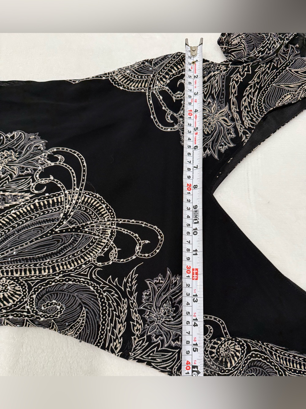 Evan Picone Petite Black Paisley Handkerchief Hem Dress Size 4 - Picture 11 of 12
